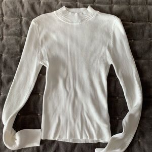 White Long Sleeve Mock Neck